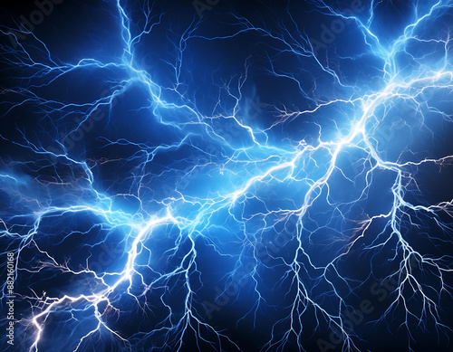 Wallpaper Mural  Blue Electricity- Intense blue lightning bolts, isolated on a transparent background. _1(34) Torontodigital.ca