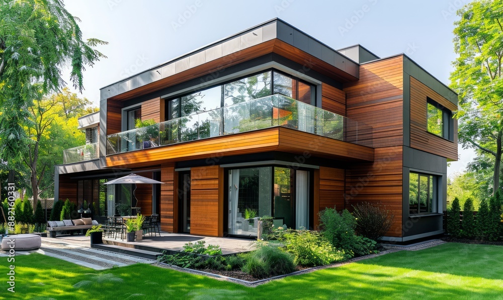 Modern urban townhouse with smart home systems. Modern urban townhouse with smart home systems.