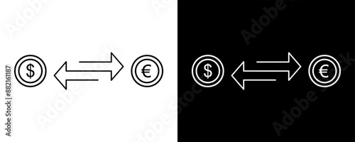 Currency exchange sign symbol. Dollar to Euro line icon.