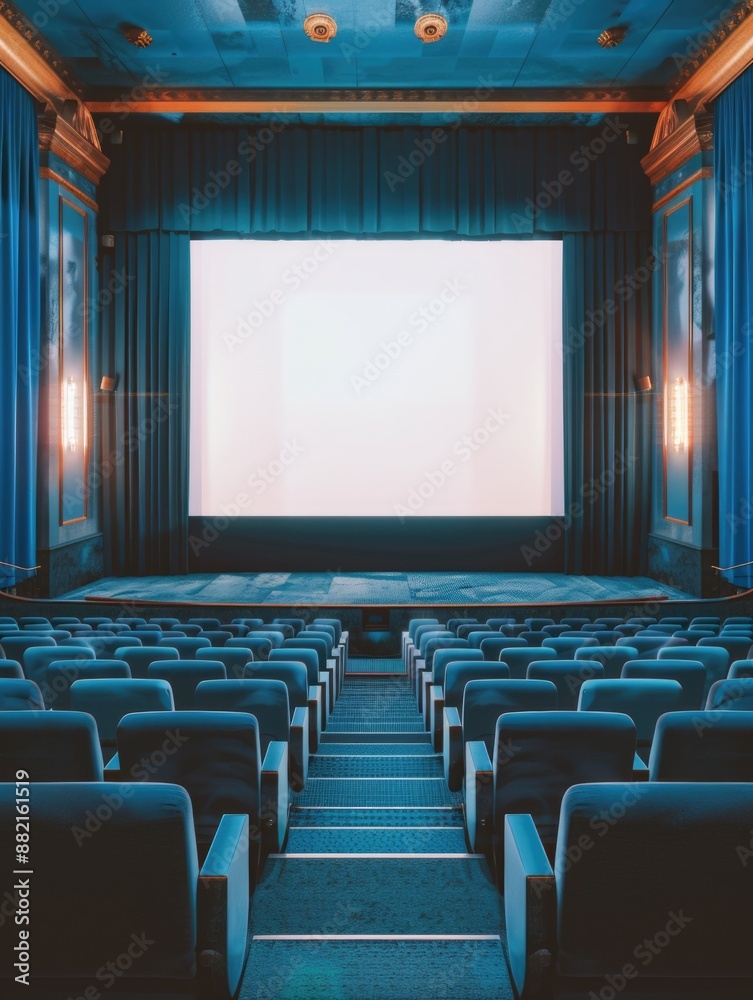 Fototapeta premium Empty Theater with Blue Seats