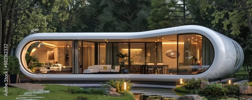 Modular home with futuristic design.