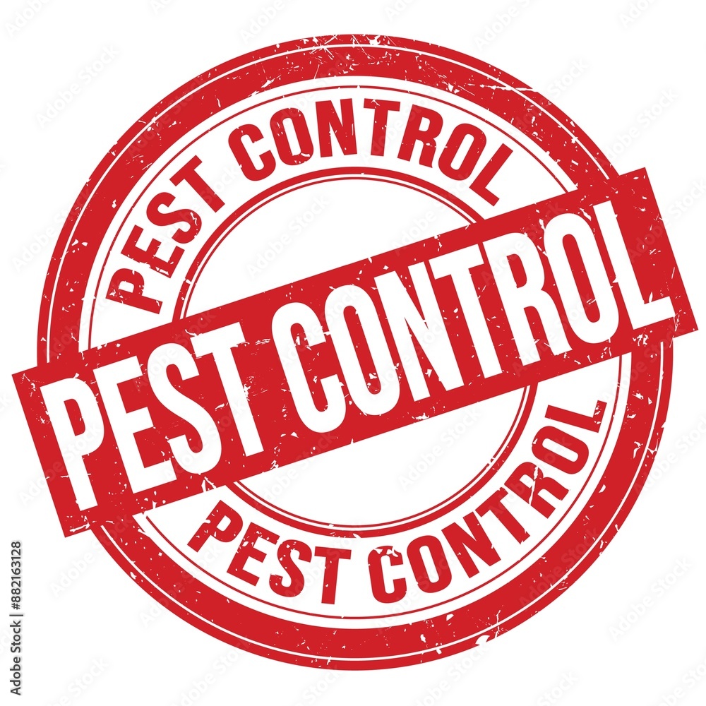 PEST CONTROL text written on red round stamp sign PEST CONTROL text written on red round stamp sign