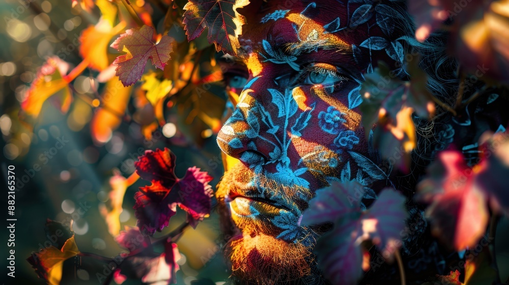 Vibrant Dionysus in a Vineyard Setting

