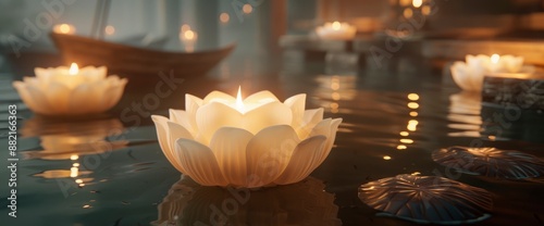 Crispy lotus blossom cookie, a traditional Thai dessert, evoking cultural richness