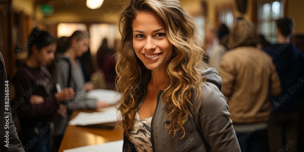 Woman Standing in Room With Other People Woman Standing in Room With Other People