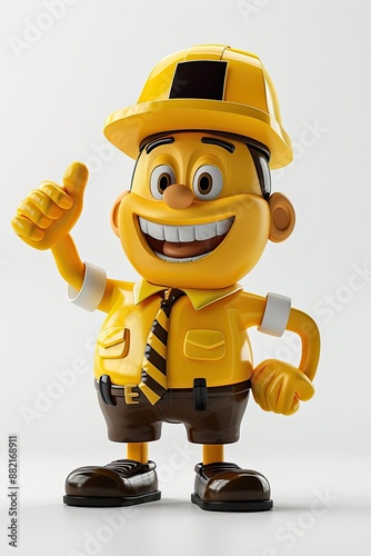 3D illustration of a construction worker giving a thumbs up photo