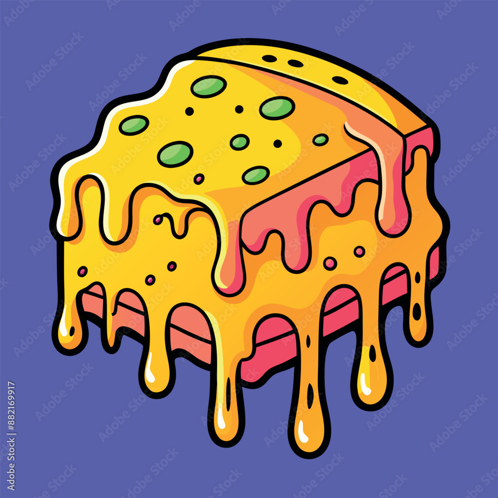 crisp, colourful, line art silhouette that is outlined and melts the cheese. crisp, colourful, line art silhouette that is outlined and melts the cheese.