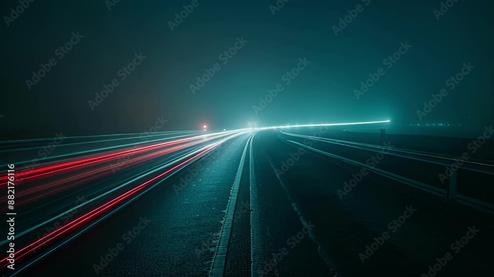 A minimalist composition of a solitary car light trail illuminating an otherwise dark and moody urban skyline. A minimalist composition of a solitary car light trail illuminating an otherwise dark and moody urban skyline.