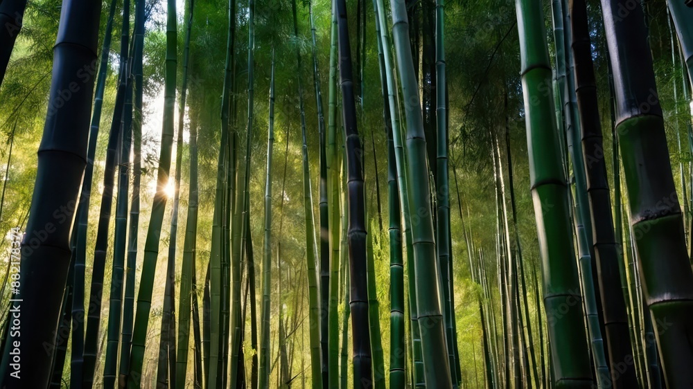 A serene bamboo forest with tall, lush green trunks and sunlight filtering through the leaves Ideal for meditation, nature retreat, and eco themes A serene bamboo forest with tall, lush green trunks and sunlight filtering through the leaves Ideal for meditation, nature retreat, and eco themes