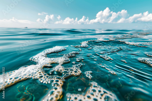 Oil stains on water surface, depicting the issue of marine pollution