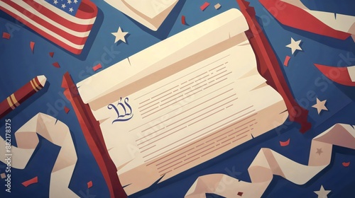 Constitution Week, flat illustration bill of rights supreme law celebrating liberty and freedom observance