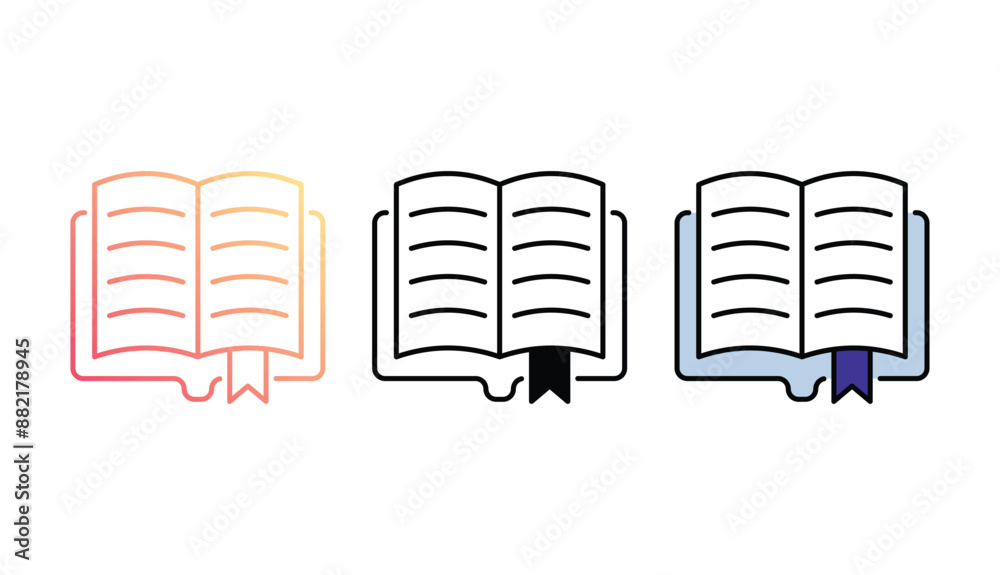 Open Book icon design with white background stock illustration