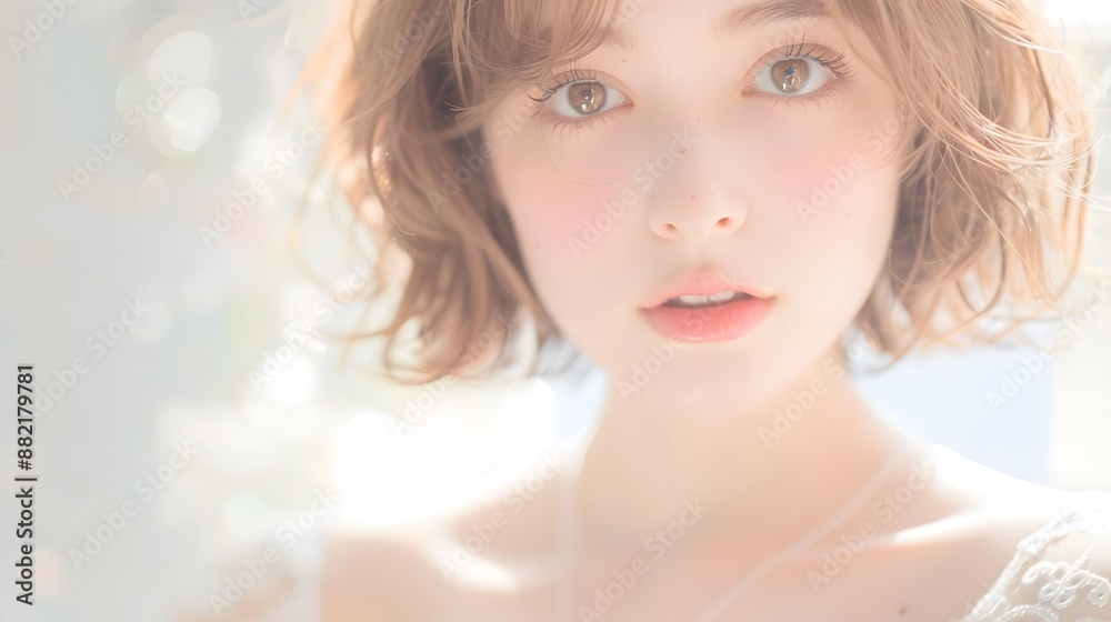 清楚で美しい女性と背景 清楚で美しい女性と背景