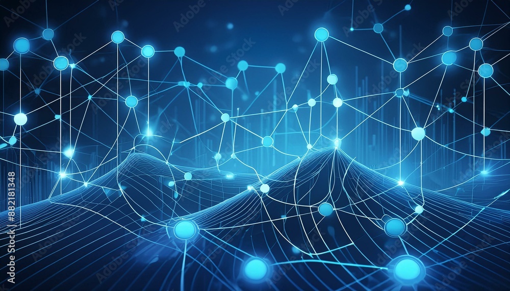 Abstract Network Connectivity Concept on a Blue Background Abstract Network Connectivity Concept on a Blue Background