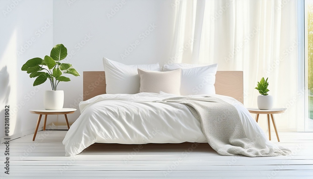 Concept of sleep hygiene, cosy bed with soft pillows and comfortable sheets, set in a peaceful bedroom environment. Quiet atmosphere, healthy bedtime routine and restful night sleep Concept of sleep hygiene, cosy bed with soft pillows and comfortable sheets, set in a peaceful bedroom environment. Quiet atmosphere, healthy bedtime routine and restful night sleep