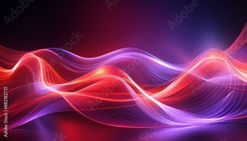 red and purple transparent energy wave abstract art, bright light wave 