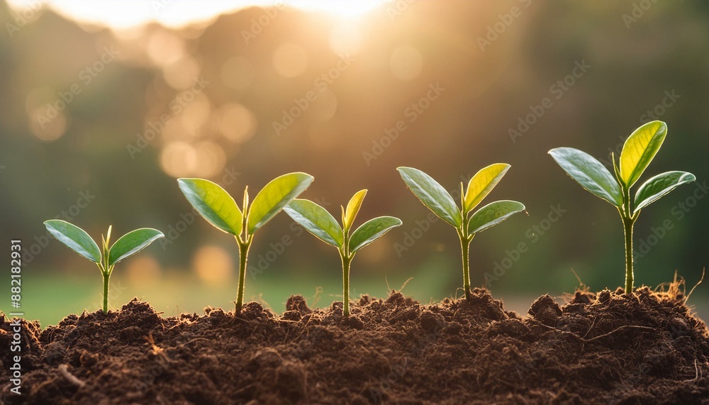 The seedlings are expanding from the fertile soil. Generative Ai. The seedlings are expanding from the fertile soil. Generative Ai.
