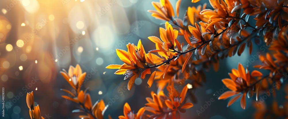 Blooming orange natural forsythia flower, capturing the beauty of nature Blooming orange natural forsythia flower, capturing the beauty of nature