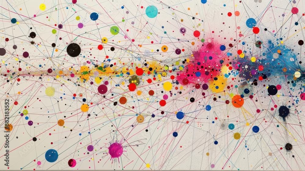 large painting with many circles and dots on it large painting with many circles and dots on it