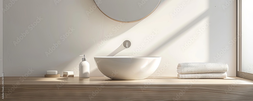 Contemporary bathroom with an empty soap dish.