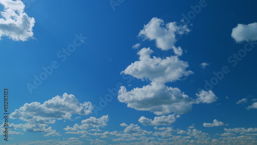 Beautiful blue sky with clouds background. White clouds nature background. Time lapse.