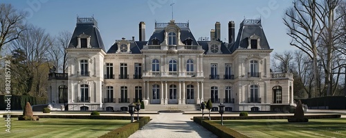 Elegant chateau with classic architecture. photo