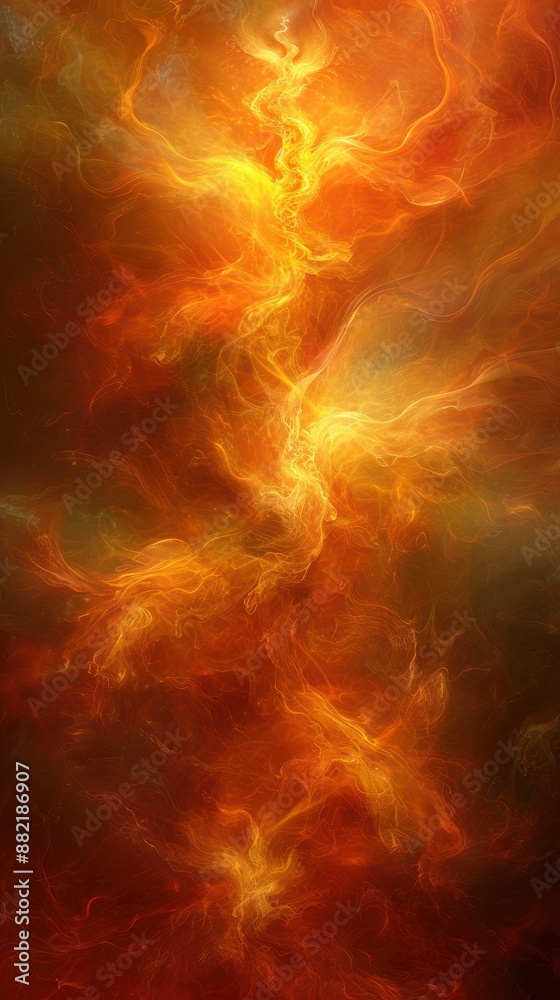 Fototapeta premium fiery abstract digital art with swirling golden and red tones