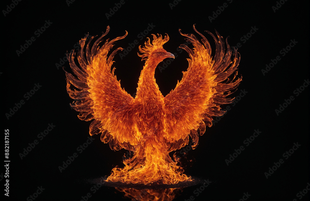 fire phoenix in front of black background fire phoenix in front of black background