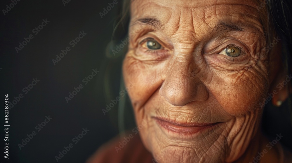 Close Up Portrait of an Elderly Woman Smiling Gently Close Up Portrait of an Elderly Woman Smiling Gently