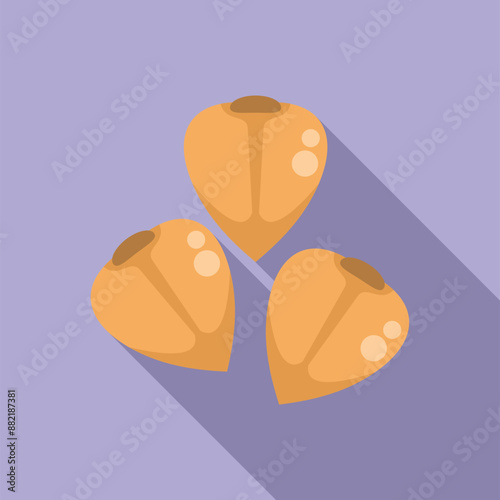 Simple illustration of three chickpeas, with a long shadow from the top right corner