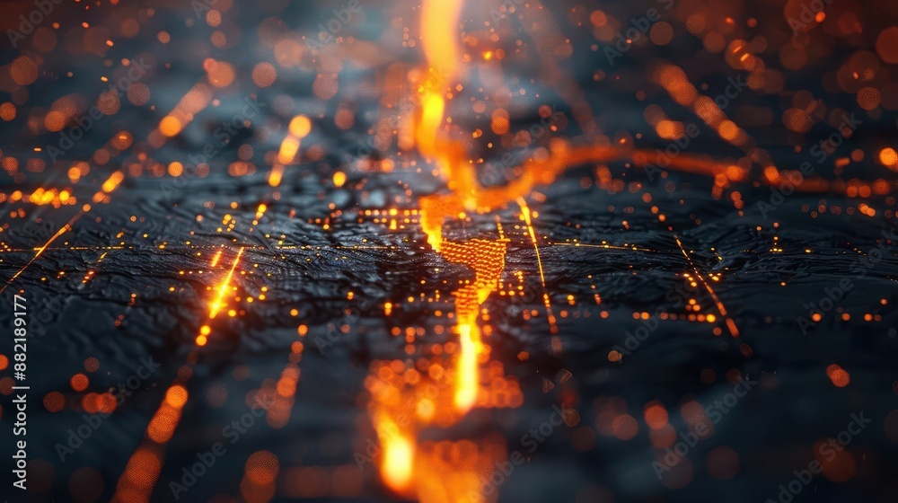 close up of a fire on a surface
