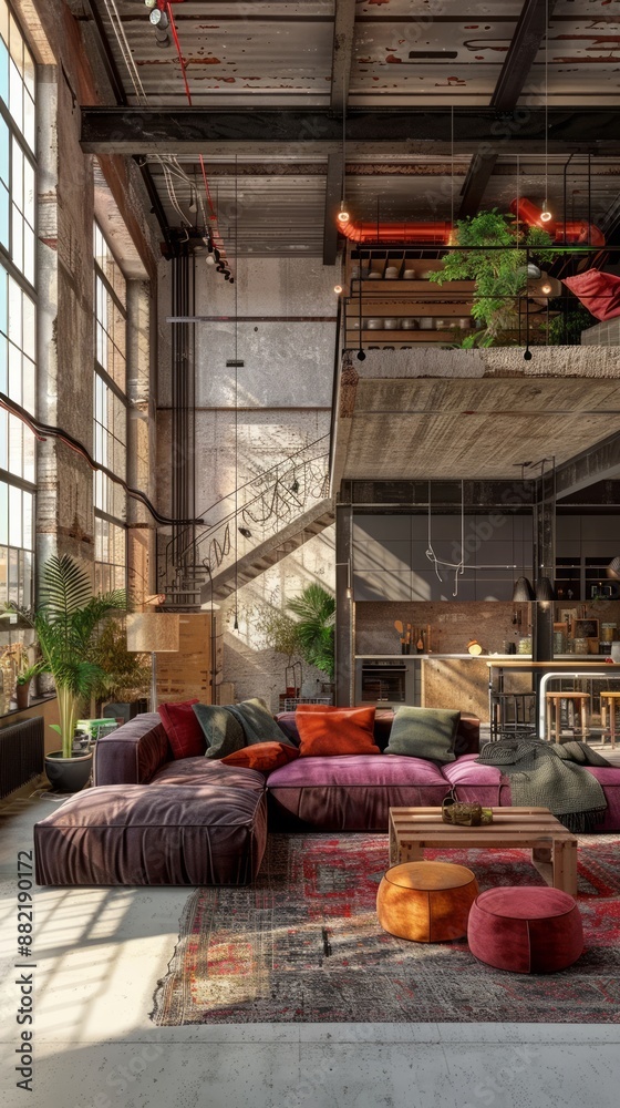 Modernist urban loft with sleek decor. Modernist urban loft with sleek decor.