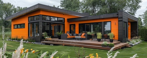 Modular home with a modern look.