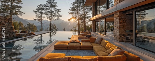 Mountain retreat with a panoramic view. photo