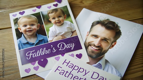 Father's Day is a day of honouring fatherhood and paternal bonds. Set of vector illustrations. Minimalistic background for poster, postcard, banner. photo