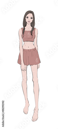 anorexic girl isolated on white