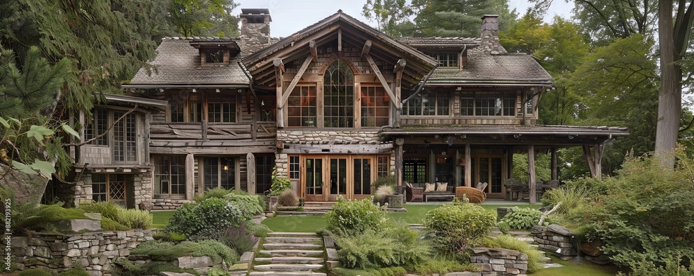 Rustic timber frame house. Rustic timber frame house.
