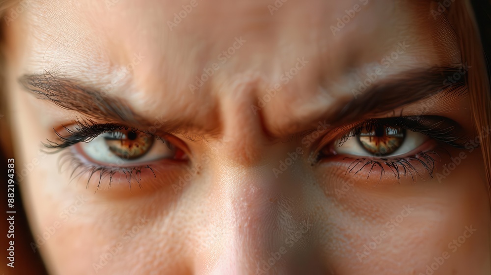close up of a woman's eyes with a frown close up of a woman's eyes with a frown