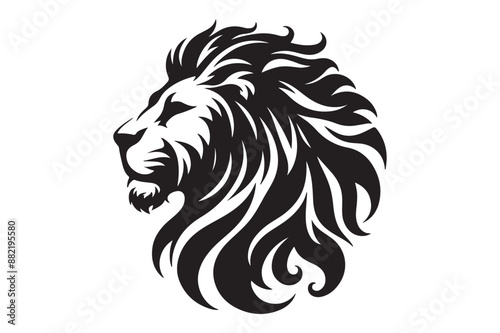 lion head logo icon silhouette vector illustration - Generative AI