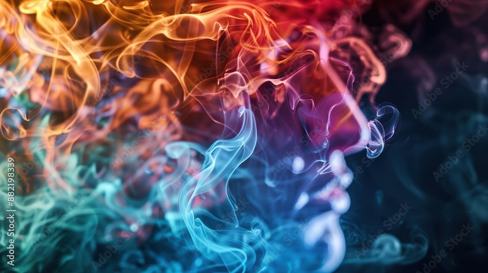 Obraz premium A Close-up Shot of a Prismatic ethnic smoke, wisping diverse face hues