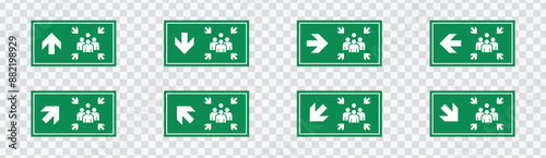 "Assembly point sign for emergencies. Safe gathering spot during disasters. Vector design."
