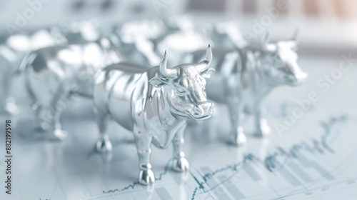 The cows are arranged in a line, with one cow in the middle