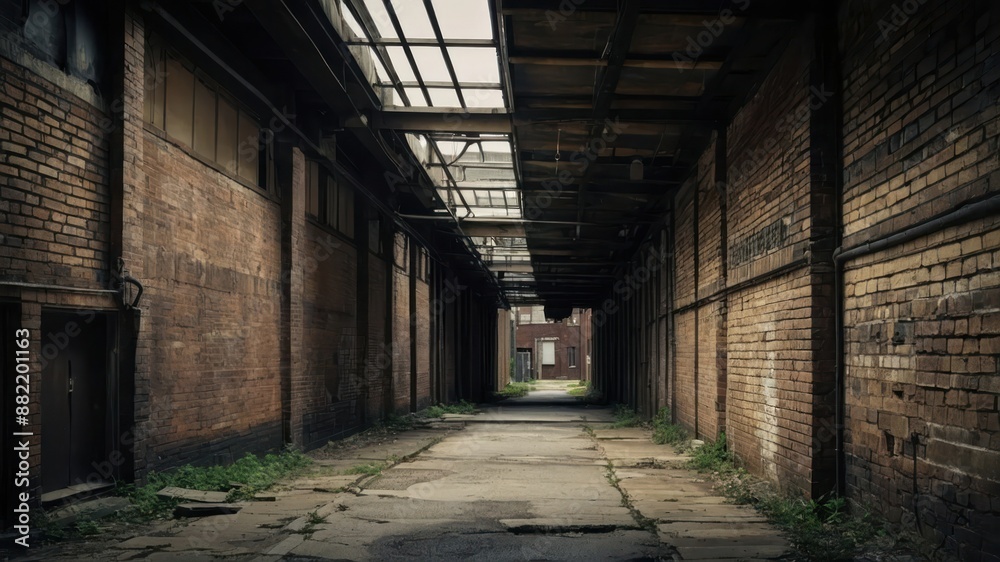 custom made wallpaper toronto digitalAn abandoned brick alley with a gloomy, neglected atmosphere, perfect for concepts of urban decay, mystery, or post apocalyptic settings