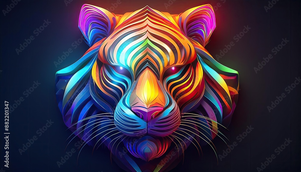 Tiger icon tiger logo, tiger head in the dark, colorful tiger neon light logo Tiger icon tiger logo, tiger head in the dark, colorful tiger neon light logo