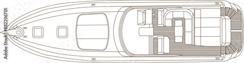 Vector silhouette illustration sketch of detailed design of a yacht speed boat for sea cruises