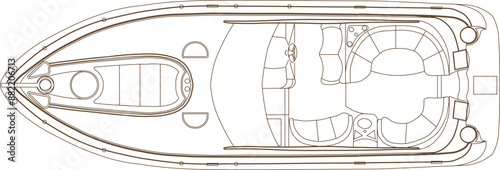 Vector silhouette illustration sketch of detailed design of a yacht speed boat for sea cruises