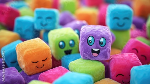 Happy Colorful Cubes with Smiling Faces