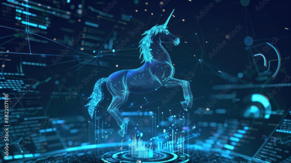 Fototapeta premium Digital Unicorn in a Networked World