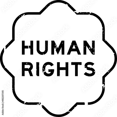 Grunge black human rights word rubber seal stamp on white background