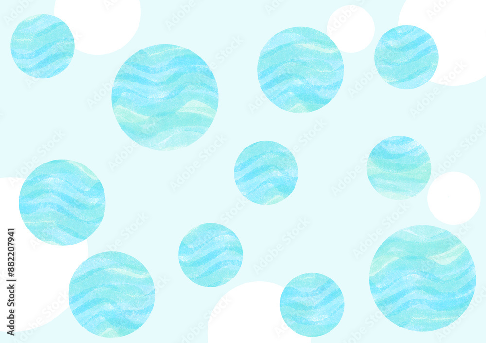 爽やかなブルードットの水彩イラスト 爽やかなブルードットの水彩イラスト